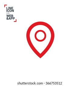 Pin on the map. location line vector icon for websites and mobile minimalistic flat design.