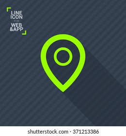 Pin on the map. location line vector icon for websites and mobile minimalistic flat design.