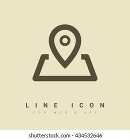 Pin on the map. location line vector icon for websites and mobile minimalistic flat design.