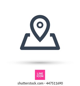 Pin on the map. location line vector icon for websites and mobile minimalistic flat design.