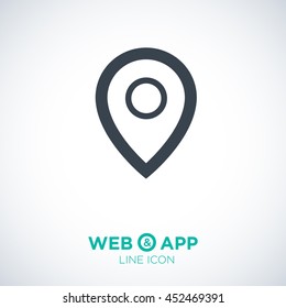 Pin on the map. location line vector icon for websites and mobile minimalistic flat design.