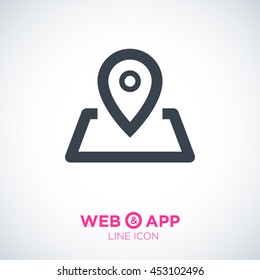 Pin on the map. location line vector icon for websites and mobile minimalistic flat design.