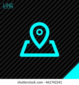 Pin on the map. location line vector icon for websites and mobile minimalistic flat design.