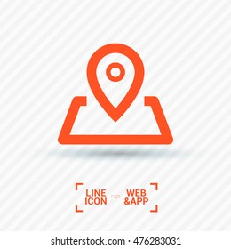Pin on the map. location line vector icon for websites and mobile minimalistic flat design.