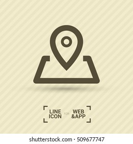 Pin on the map. location line vector icon for websites and mobile minimalistic flat design.