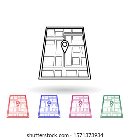 Pin on the map multi color icon. Simple thin line, outline vector of navigation icons for ui and ux, website or mobile application