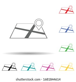 Pin on the map multi color set icon. Simple thin line, outline vector of navigation icons for ui and ux, website or mobile application