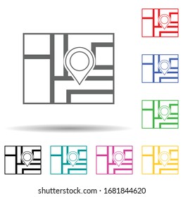 Pin on the map multi color set icon. Simple thin line, outline vector of navigation icons for ui and ux, website or mobile application