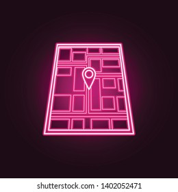 pin on the map neon icon. Elements of Navigation set. Simple icon for websites, web design, mobile app, info graphics