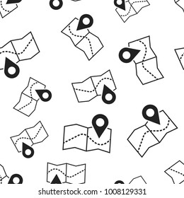 Pin on the map seamless pattern background. Business flat vector illustration. Map gps sign symbol pattern.
