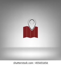 Pin on the map. Stock vector icon illustration