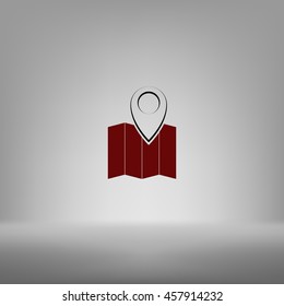Pin on the map. Stock vector icon illustration