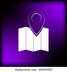 Pin on the map. Stock vector icon illustration