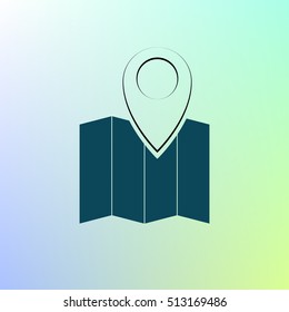 Pin on the map. Stock vector icon illustration