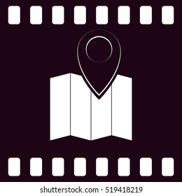 Pin on the map. Stock vector icon illustration