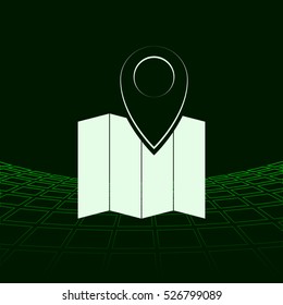 Pin on the map. Stock vector icon illustration