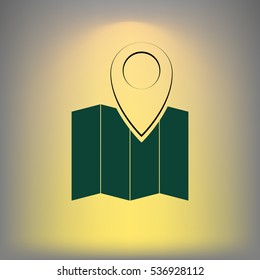 Pin on the map. Stock vector icon illustration