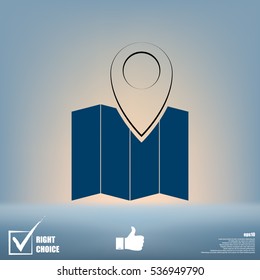 Pin on the map. Stock vector icon illustration