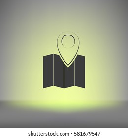 Pin on the map. Stock vector icon illustration