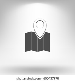 Pin on the map. Stock vector icon illustration