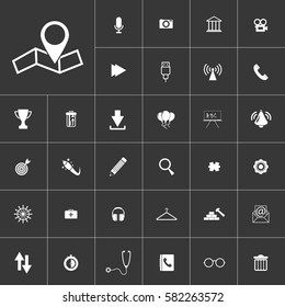 Pin on the map. Universal icon set on gray background to use in web and mobile UI