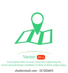 Pin on the map vector icon.