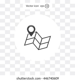 Pin on the map. Vector icon