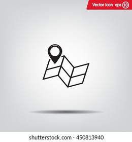Pin on the map. Vector icon