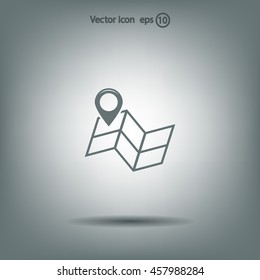 Pin on the map. Vector icon