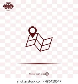 Pin on the map. Vector icon