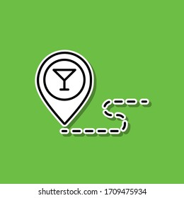 Pin on the restaurant map sticker icon. Simple thin line, outline vector of alcohol drink icons for ui and ux, website or mobile application