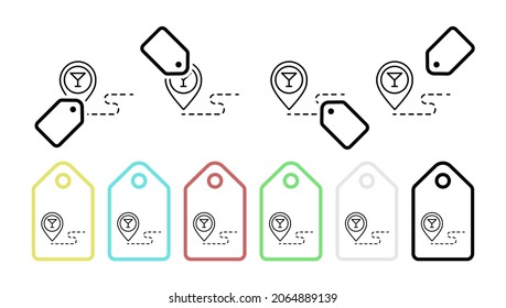Pin on the restaurant map vector icon in tag set illustration for ui and ux, website or mobile application