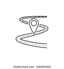 pin on the road icon. Element of navigation illustration. Premium quality graphic design icon. Signs and symbols collection icon for websites, web design, mobile app on white background