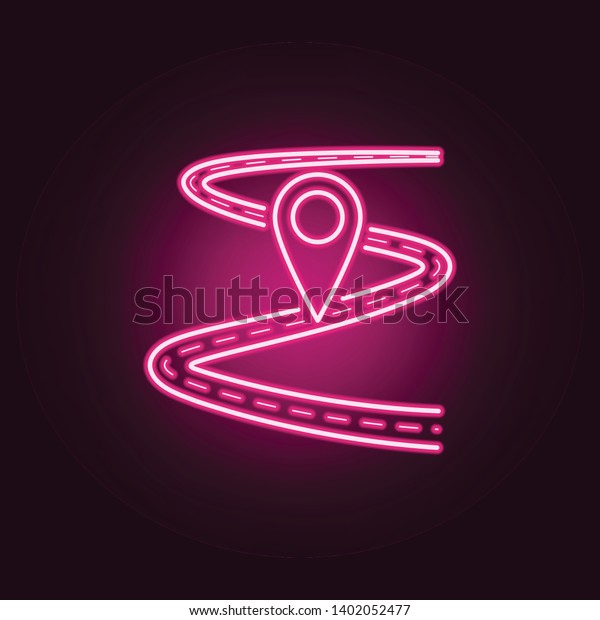 pin on\
the road neon icon. Elements of Navigation set. Simple icon for\
websites, web design, mobile app, info\
graphics