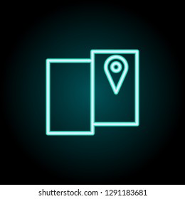 pin on the screen icon. Elements of Navigation in neon style icons. Simple icon for websites, web design, mobile app, info graphics