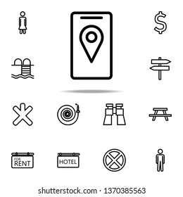 pin on the smart phone screen icon. Navigation icons universal set for web and mobile on white background