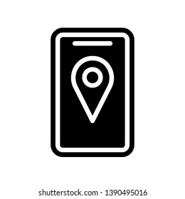 pin on the smart phone screen icon. Element of navigation for mobile concept and web apps icon. Glyph, flat icon for website design and development, app development