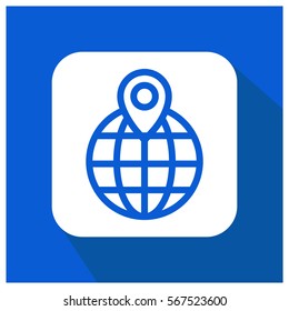 Pin over globe vector icon