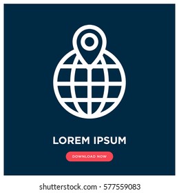 Pin over globe vector icon