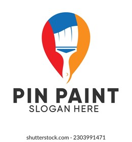 Pin Paint logo location of painter or artist with modern style premium and editable vector