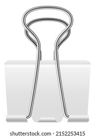 Pin paper clip. Realistic white steel binder. Stationery for documents binding and pages fastenings, metal clamp, metallic file holder, office stationery isolated 3d element, vector object