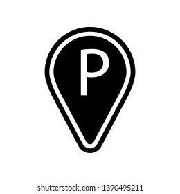 pin parking icon. Element of navigation for mobile concept and web apps icon. Glyph, flat icon for website design and development, app development