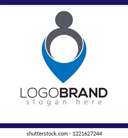 Pin People logo vector element. Pin location logo template