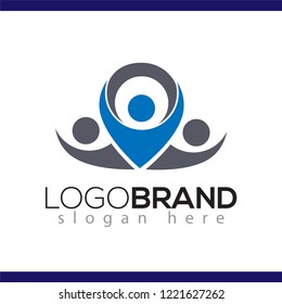 Pin People logo vector element. Pin location logo template