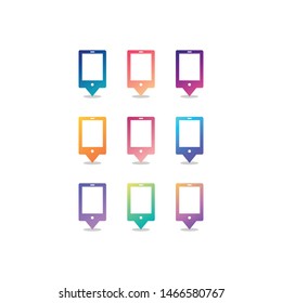 Pin phone logo vector icon illustration