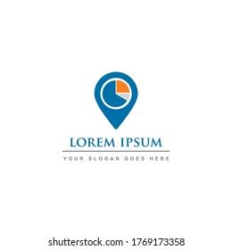 logotipo de gráfico circular de pin , logotipo de ubicación financiera