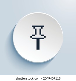 pin pixel art icon design. Button style circle shape isolated on white background. Vector illustration
