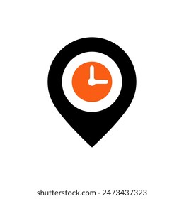 Pin place icon time clock or logo isolated sign symbol vector illustration - high quality black and color style vector icons