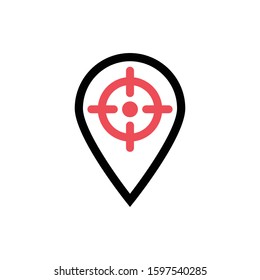 Pin place mark with aim icon. vector design, vector icon.
