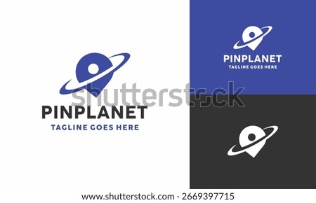 Pin Planet Logo Design Location Symbol Graphic Vector